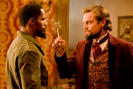 Jamie Foxx e Leonardo DiCaprio contracenam em Django Livre