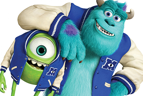 Mike e Sulley com casacos da Universidade Monstros