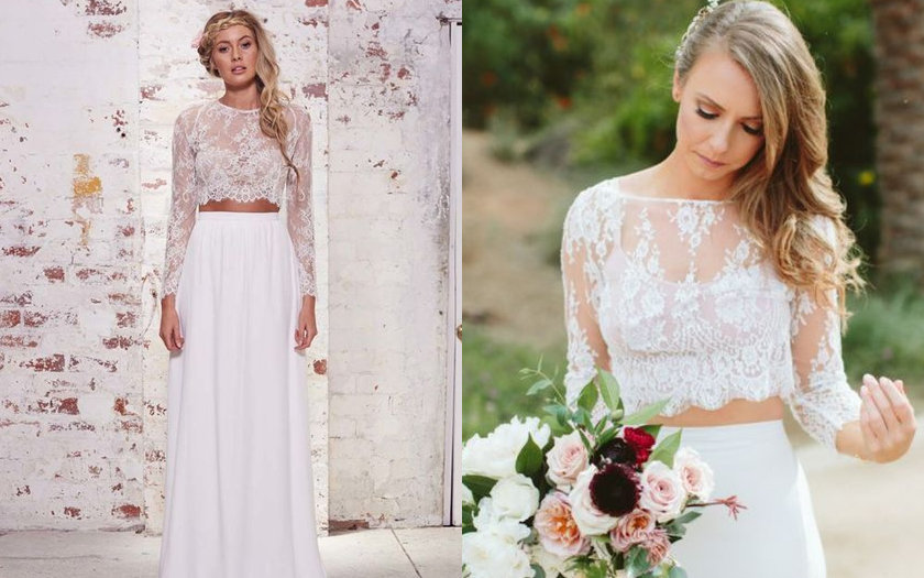 vestido com cropped de renda