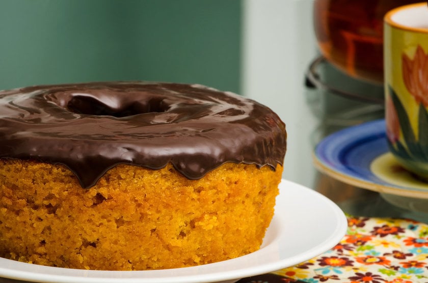 Bolo De Chocolate Doce Comida. Jogo Cremoso Do Queque