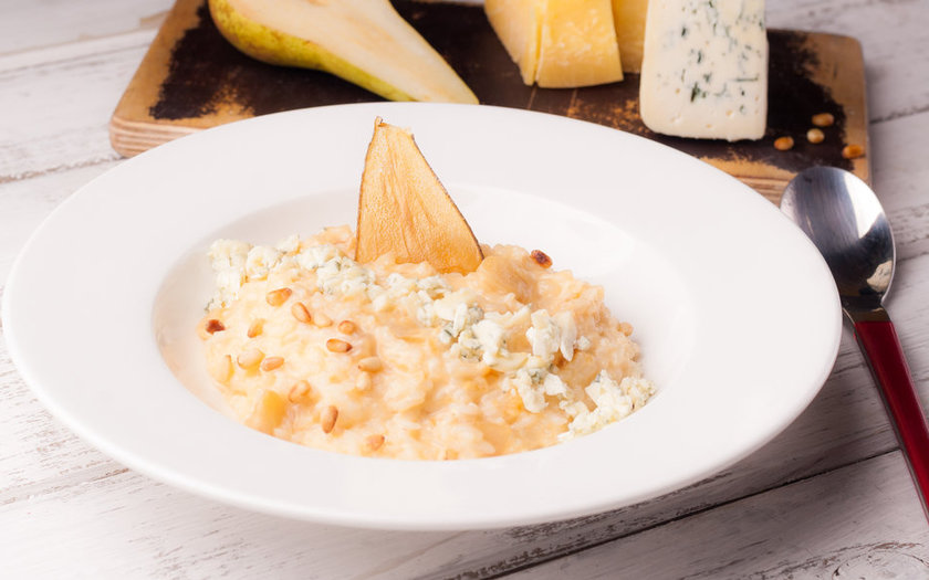 Risoto de Lombo Suíno com Gorgonzola