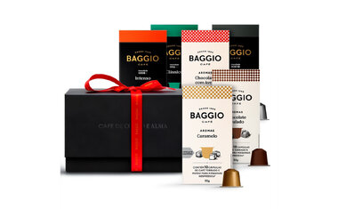 Imagem de destaque para Baggio Café lança kits personalizados de Natal para presentear amantes de café