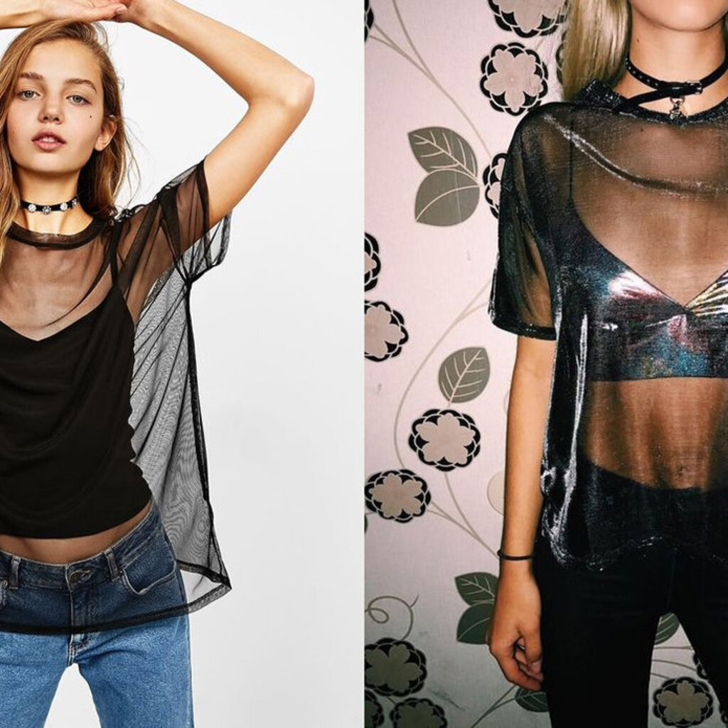 blusa camisa tule transparente