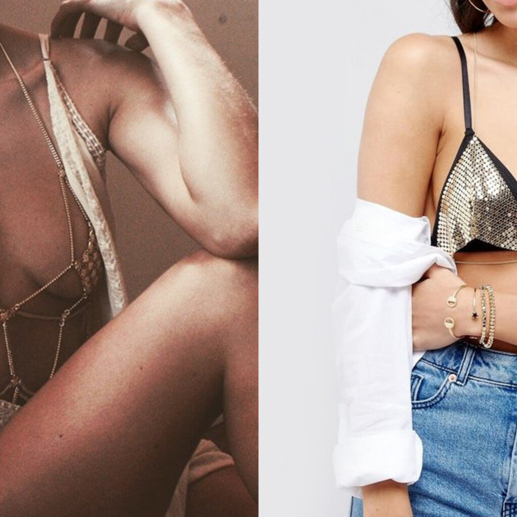 Tendência chain bra: sutiã feito de correntes é a nova aposta entre as  fashionistas
