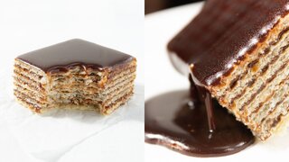 Gastronomia: Conheça o Suricake, bolo feito com camadas de folhas de waffle crocante e cobertura de chocolate com mel