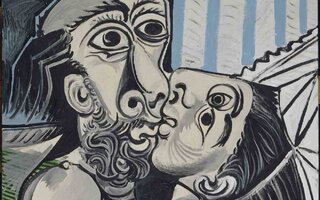 Pablo Picasso, Le Baiser (Mougins, 26 outubro 1969). Óleo sobre tela, 97x130 cm. Musée national Picasso-Paris. Foto © RMN-Grand Palais (Musée national Picasso-Paris) Berizzi Jean-Gilles © Successio.jpg