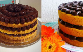 Naked cake com ganache