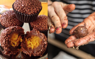 Brigadeiro com recheio de bolo de cenoura