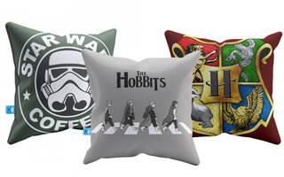 Aí vai outro trio imbatível de almofadas: Star Wars, O Senhor dos Anéis e Harry Potter