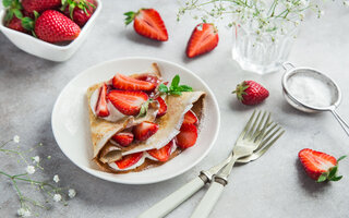 Crepe de Morango com Chocolate