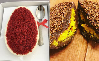 Ovo de Páscoa de Red Velvet e Ovo de Páscoa de Bolo de Cenoura