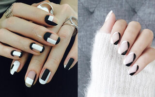 Unhas Geométricas Preto e Branco