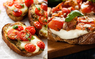 Bruschetta de mussarela de búfala com tomates