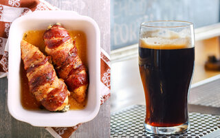 STOUT: Frango enrolado no bacon ao molho barbecue