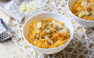 Risoto de tomatinho e queijo Brie