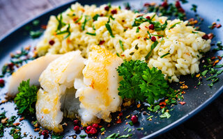 Risoto de Aspargos com Bacalhau