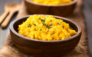 Risoto de peito de peru e laranja