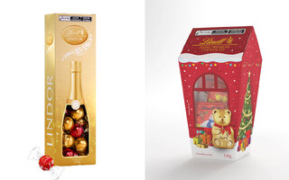Caixa Celebração LINDOR e Caixinha Mini Tabletes ao Leite, da Lindt