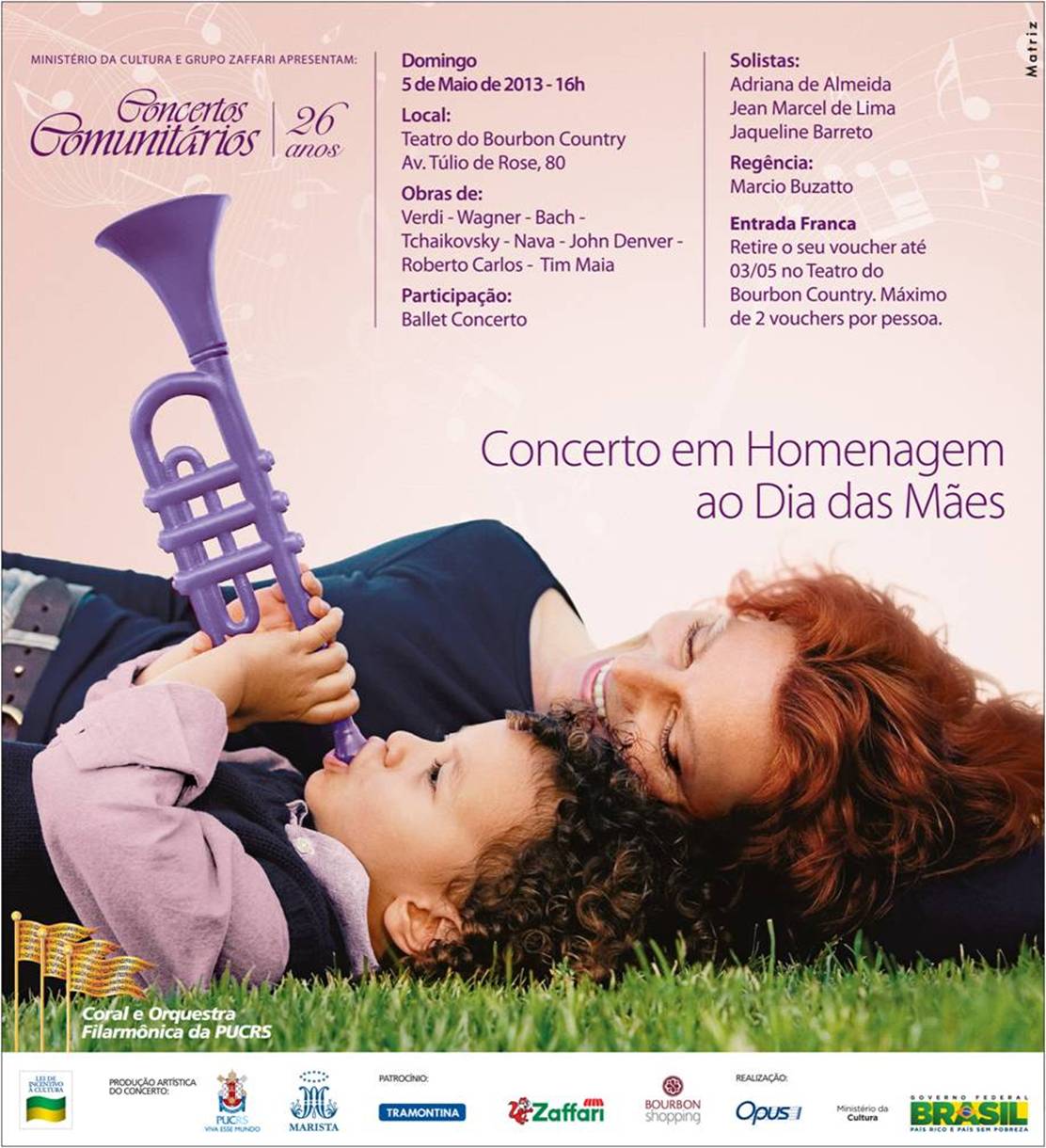 Arte: Concertos Comunitários faz homenagem ao Dia das Mães