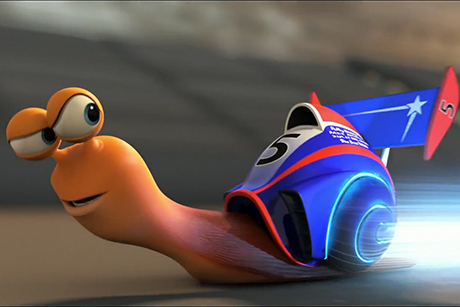 Caracol correndo em cena de Turbo, da Dreamworks