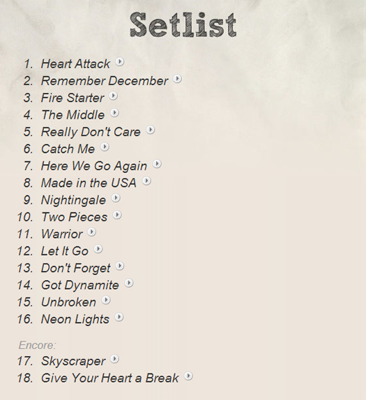 the neon lights tour setlist