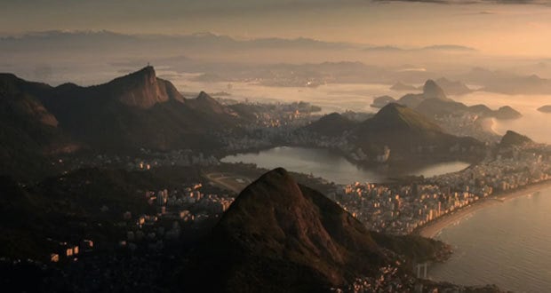 Vista aérea do Rio de Janeiro mostrada no filme