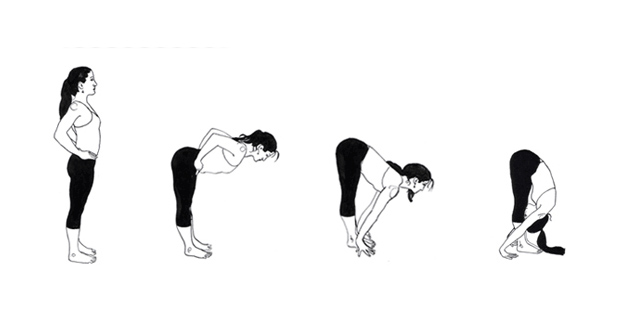 Padahastasana (flexão à frente de pé)