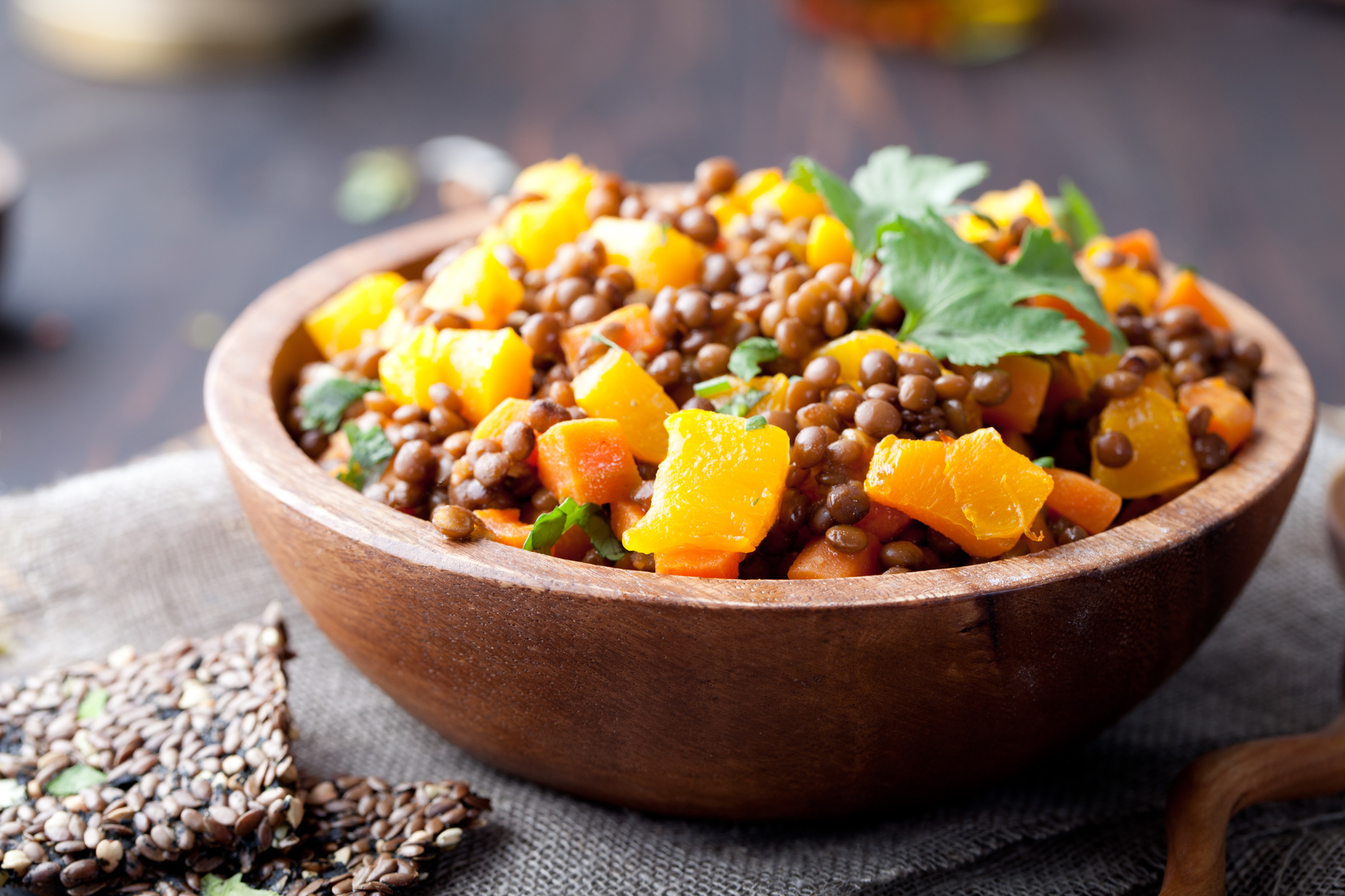 Salada de lentilhas com cenoura