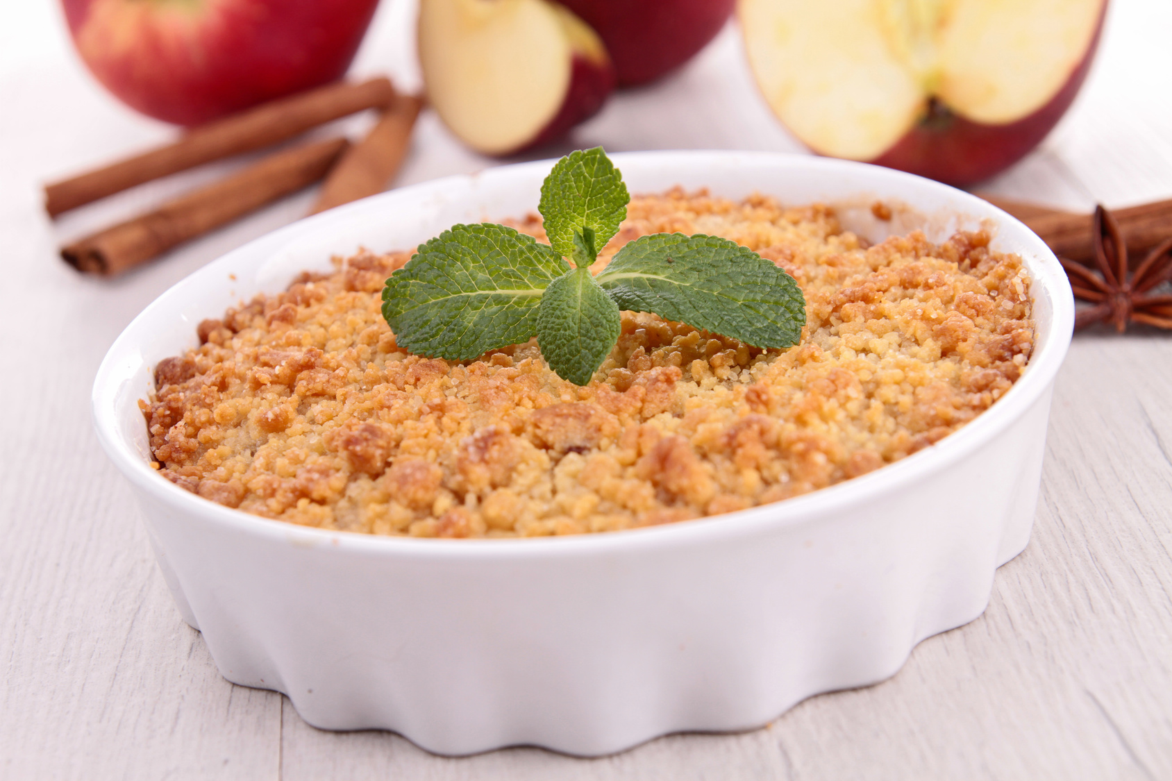 Crumble de maçã sem glúten