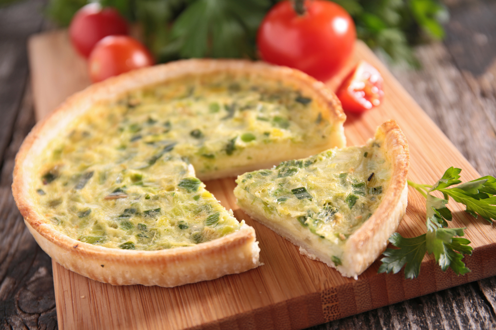 Quiche Funcional de queijo de cabra e alho-poró