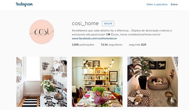 Cosi home Perfis do Instagram para quem gosta de decoração