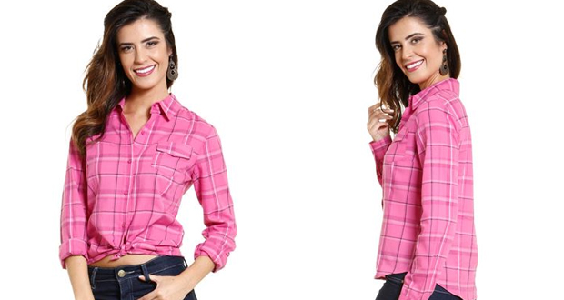 Camisa feminina estampa xadrez, da Marisa