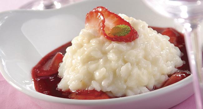 Risoto de chocolate branco com frutas vermelhas