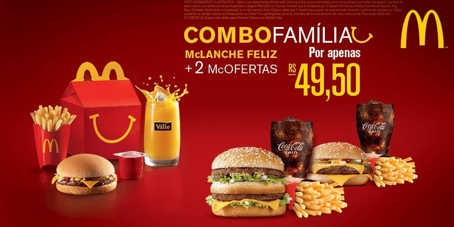 Cupons McDonald's: desconto em Combo Família e Mc Ofertas para o mês de agosto