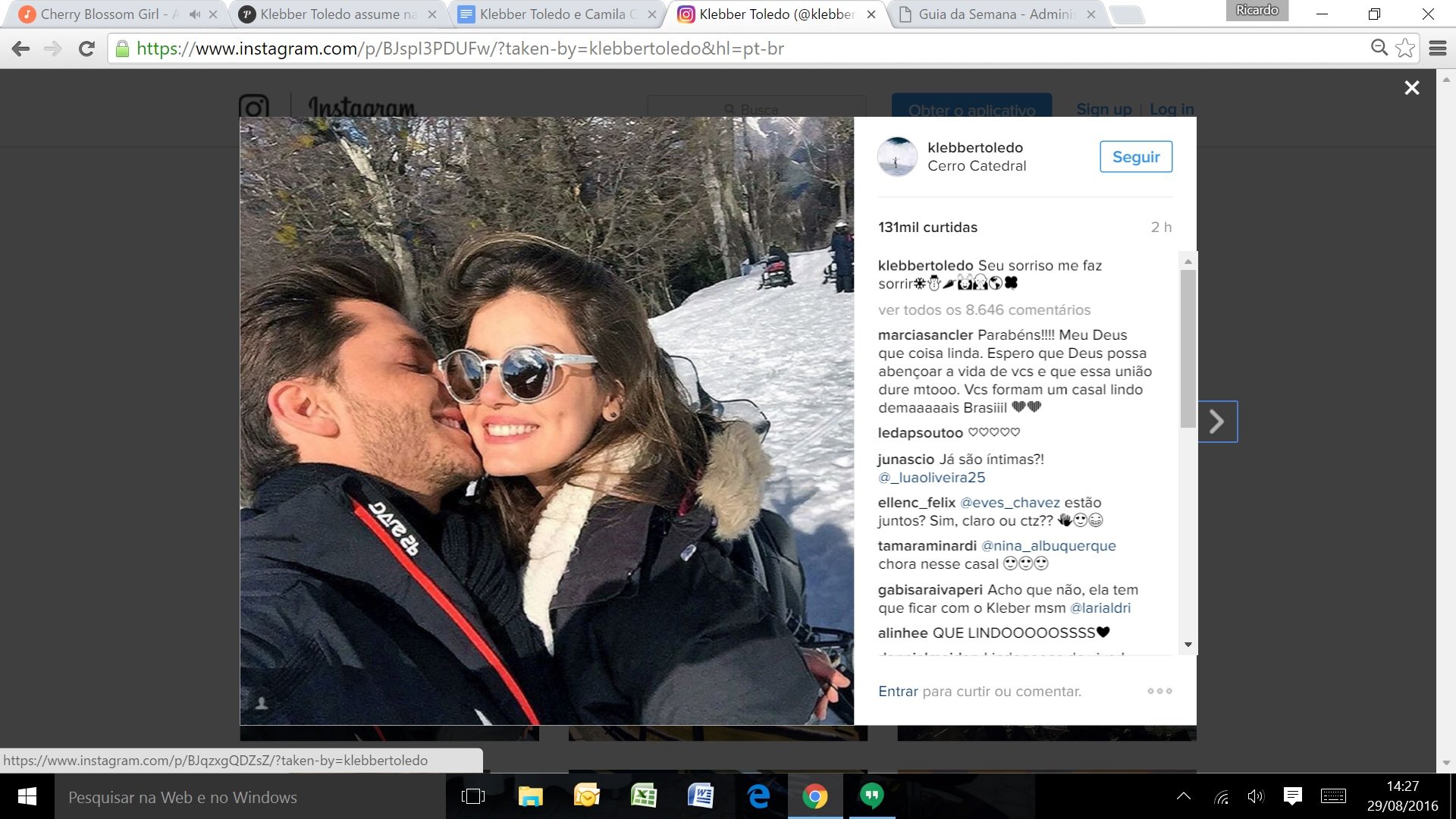 Klebber Toledo e Camila Queiroz assumem namoro no Instagram
